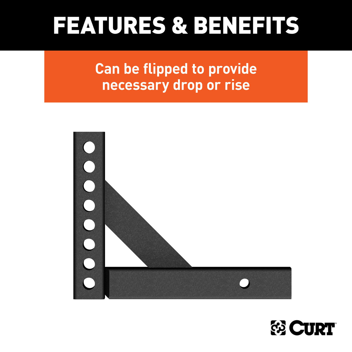 CURT 17120 Replacement Weight Distribution Hitch Shank, 2-Inch Receiver, 5-5/8-Inch Drop, 8-7/8-Inch Rise