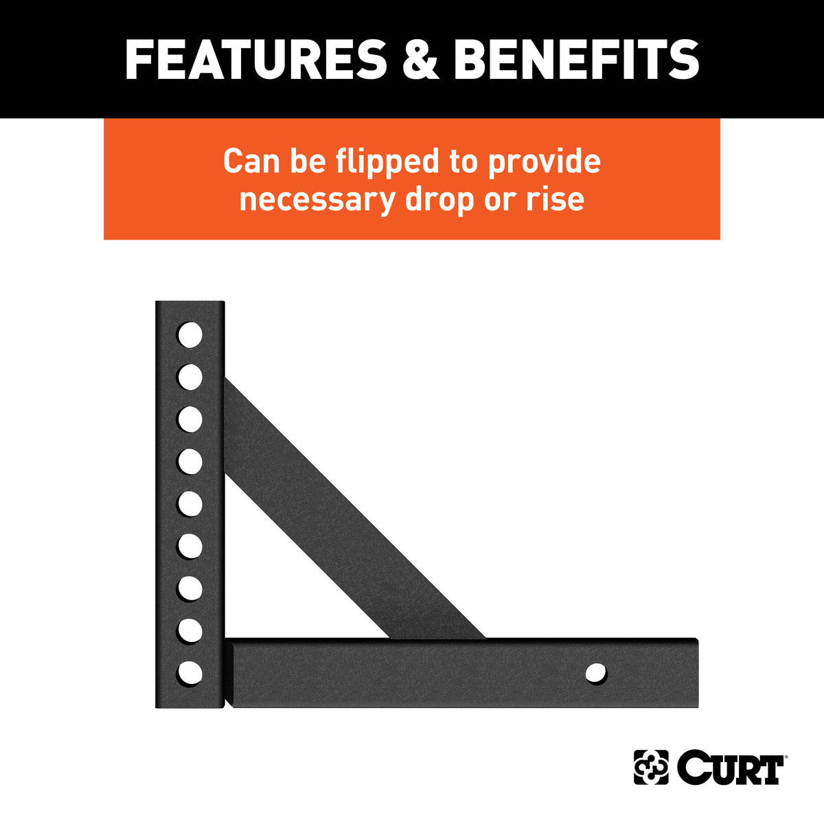 CURT 17121 Replacement Weight Distribution Hitch Shank, 2-Inch Receiver, 6-Inch Drop, 10-1/4-Inch Rise