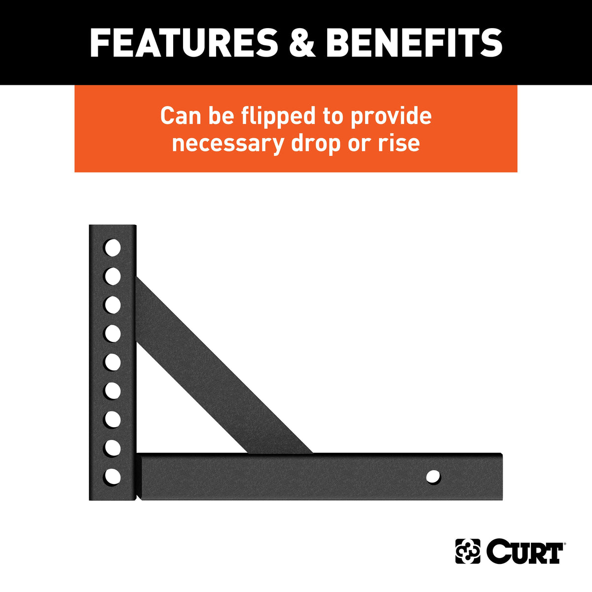 CURT 17122 Replacement Weight Distribution Hitch Shank, 2-Inch Receiver, 6-Inch Drop, 10-1/4-Inch Rise