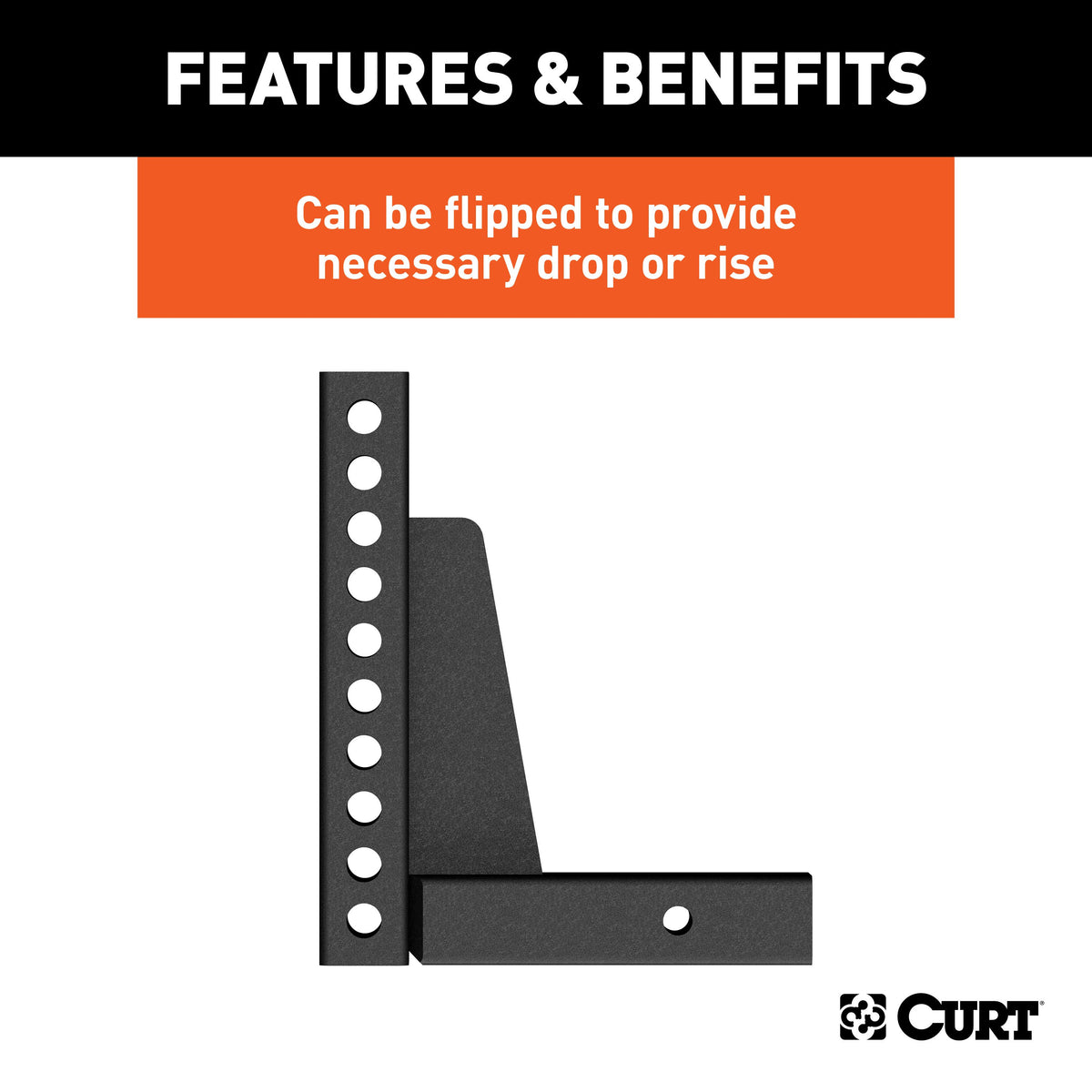 CURT 17123 Replacement Weight Distribution Hitch Shank, 2-Inch Receiver, 7-Inch Drop, 10-1/2-Inch Rise