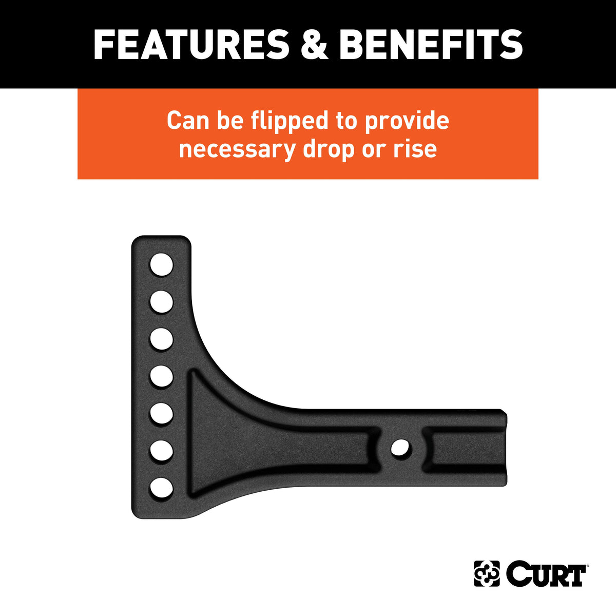 CURT 17131 Replacement Weight Distribution Hitch Shank, 2-1/2-Inch Receiver, 2-Inch Drop, 6-Inch Rise