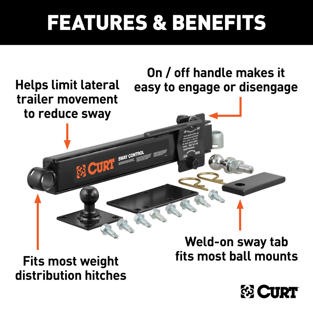 CURT 17200 Trailer Anti-Sway Bar Control Kit