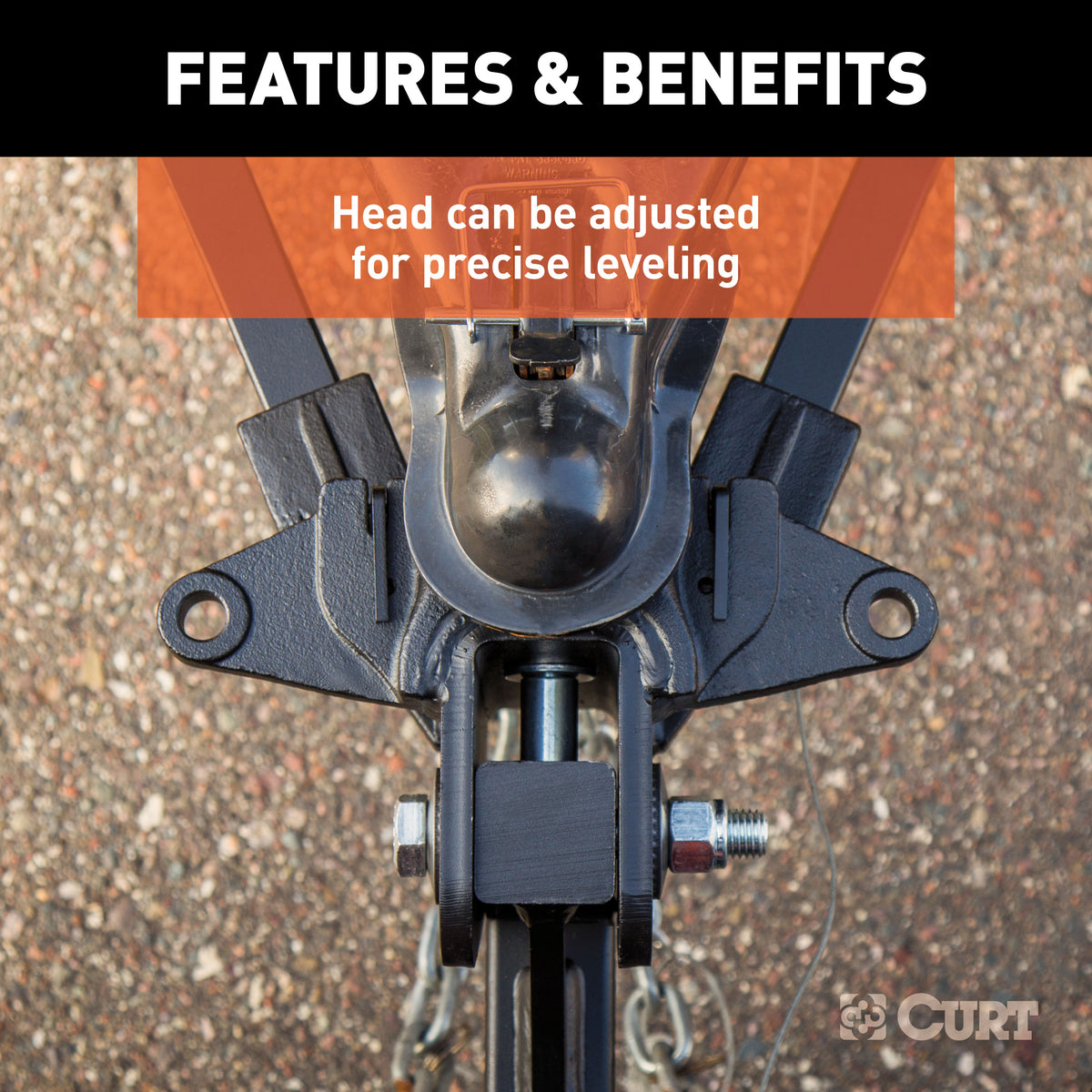 CURT 17332 Short Trunnion Bar Weight Distribution Hitch, Up to 10K, 2-Inch Shank