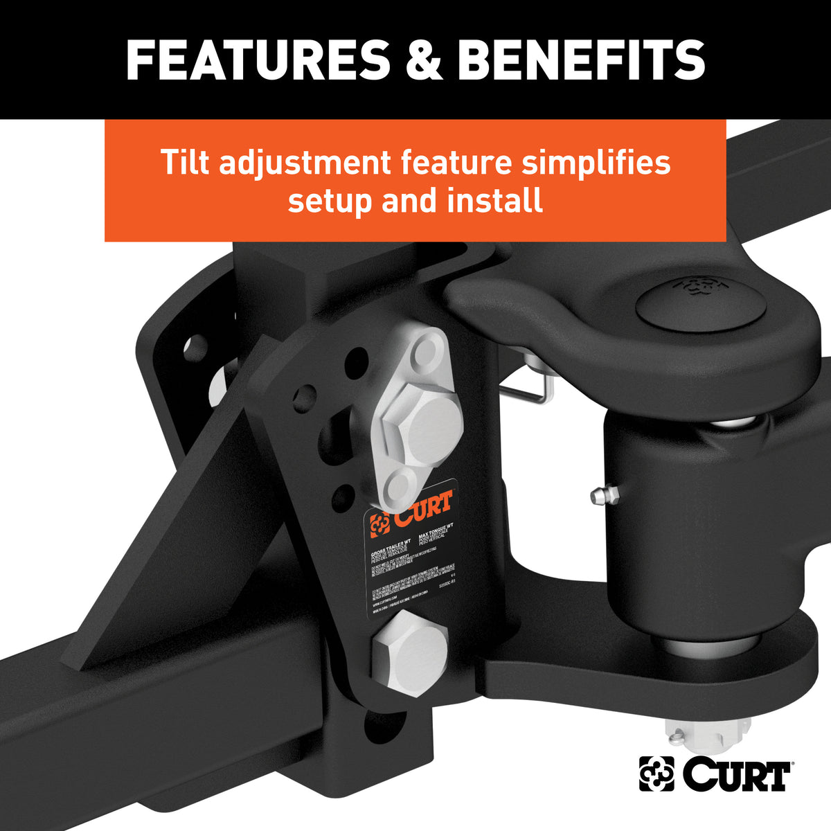 CURT 17500 TruTrack 4P Weight Distribution Hitch with 4x Sway Control, Up to 10K, 2-In Shank, 2-5/16-Inch Ball