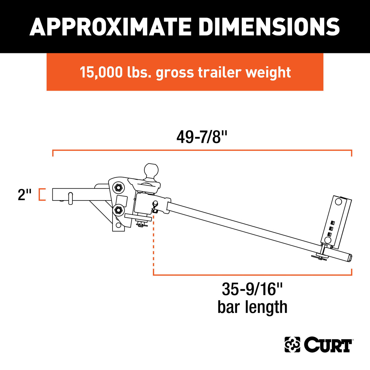 CURT 17501 TruTrack 4P Weight Distribution Hitch with 4x Sway Control, Up to 15K, 2-In Shank, 2-5/16-Inch Ball