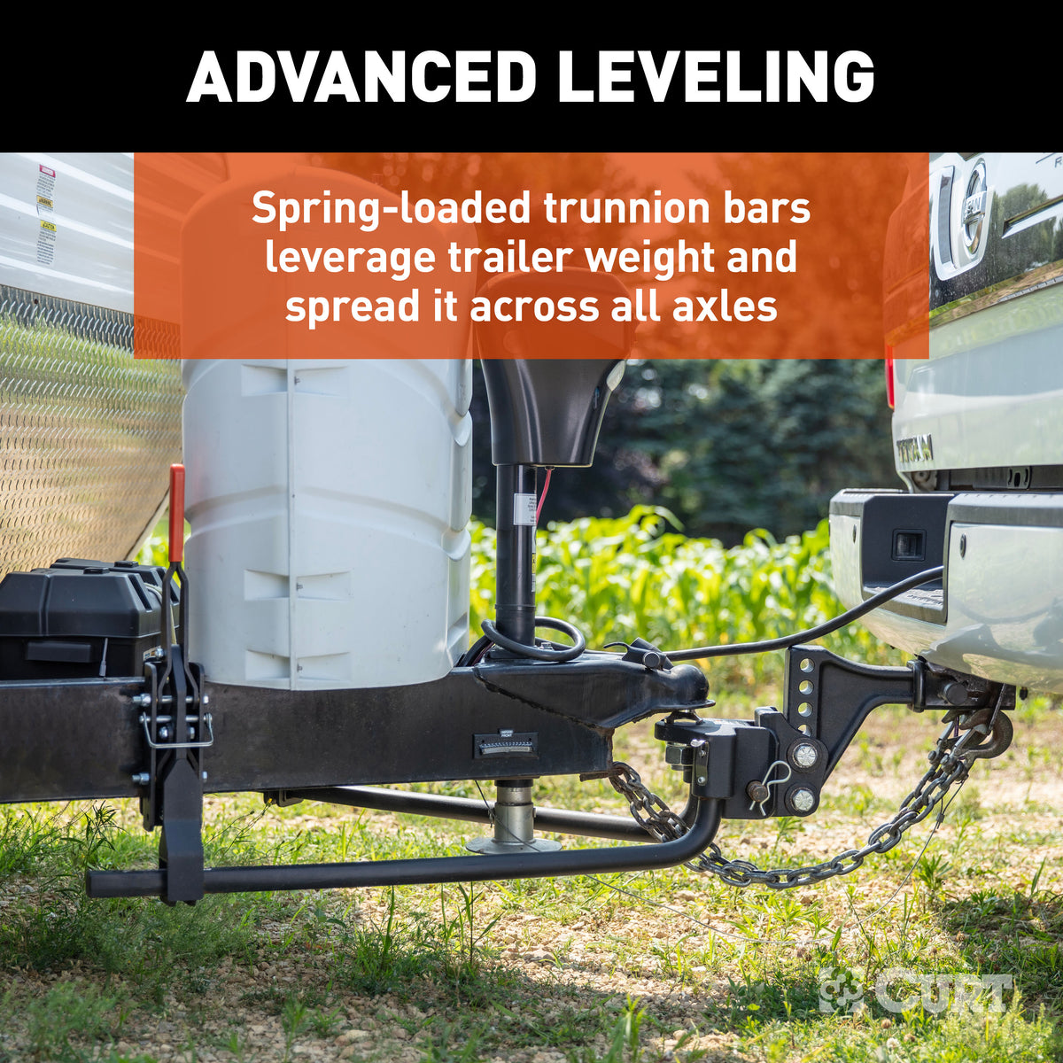 CURT 17510 TruTrack 2P Trailer-Mounted Weight Distribution Hitch with Sway Control, 8-10K