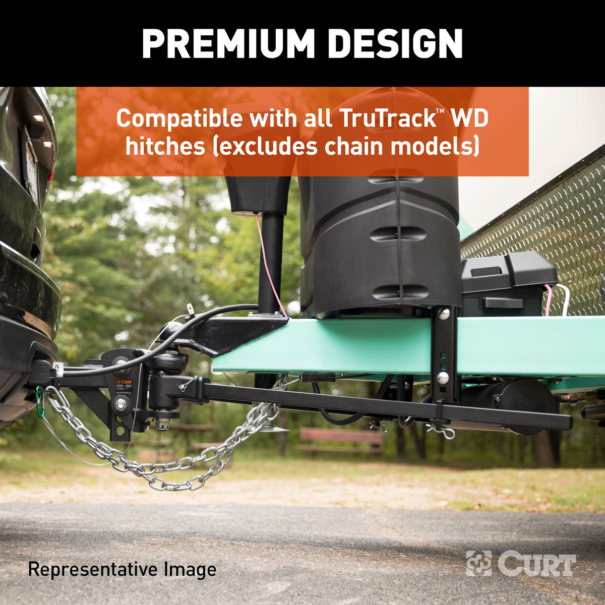 CURT TruTrack Heavy-Duty Adjustable Weight Distribution Hitch Support Brackets (2-Pack) Fits 8-Inch Trailer Frames - 17518