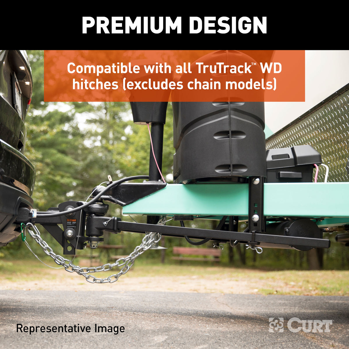 CURT TruTrack Heavy-Duty Adjustable Weight Distribution Hitch Support Brackets (2-Pack) Fits 10-Inch Trailer Frames - 17519