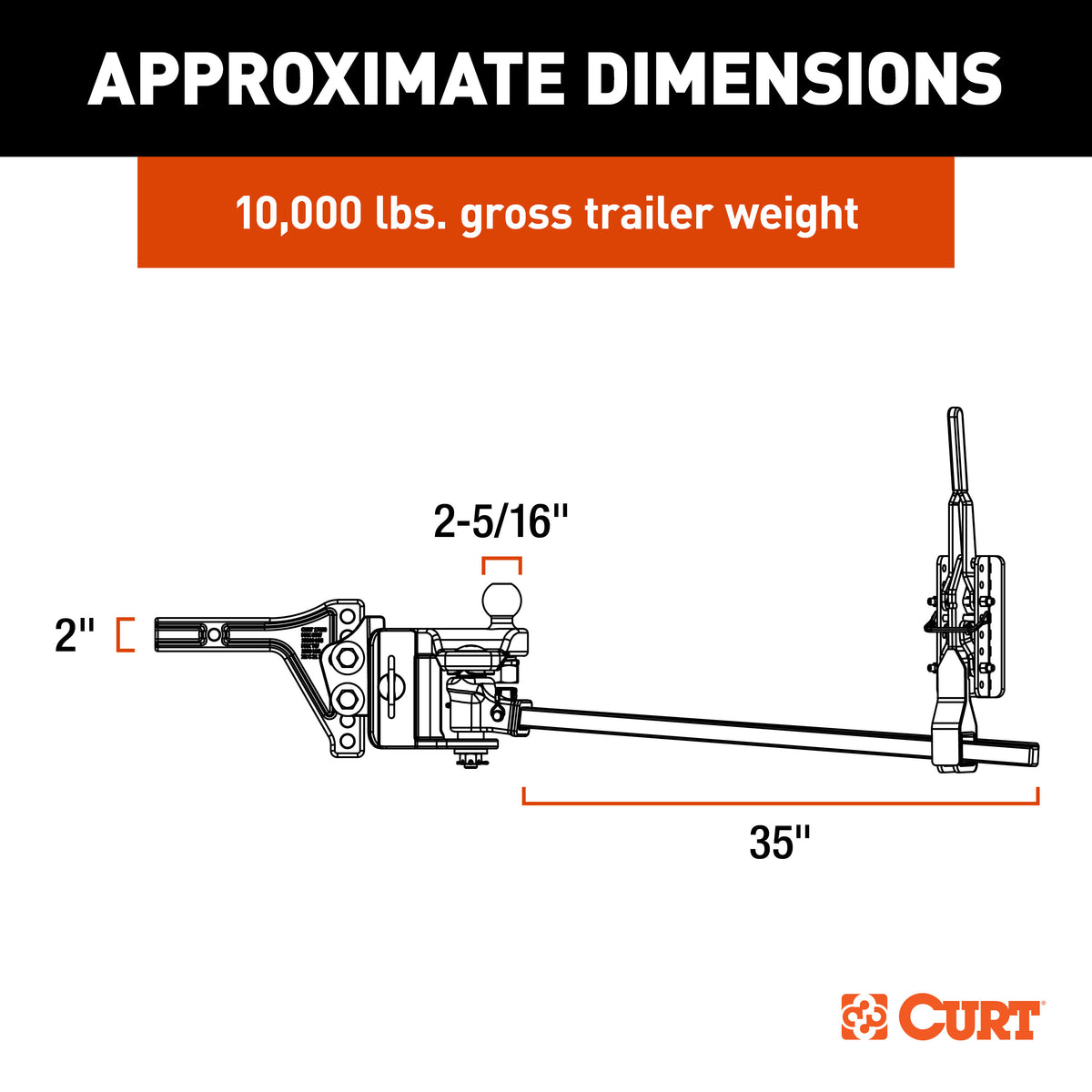 CURT 17520 TruTrack 4P Trailer-Mounted Weight Distribution Hitch with Active Sway Control, Up to 10,000 GTW
