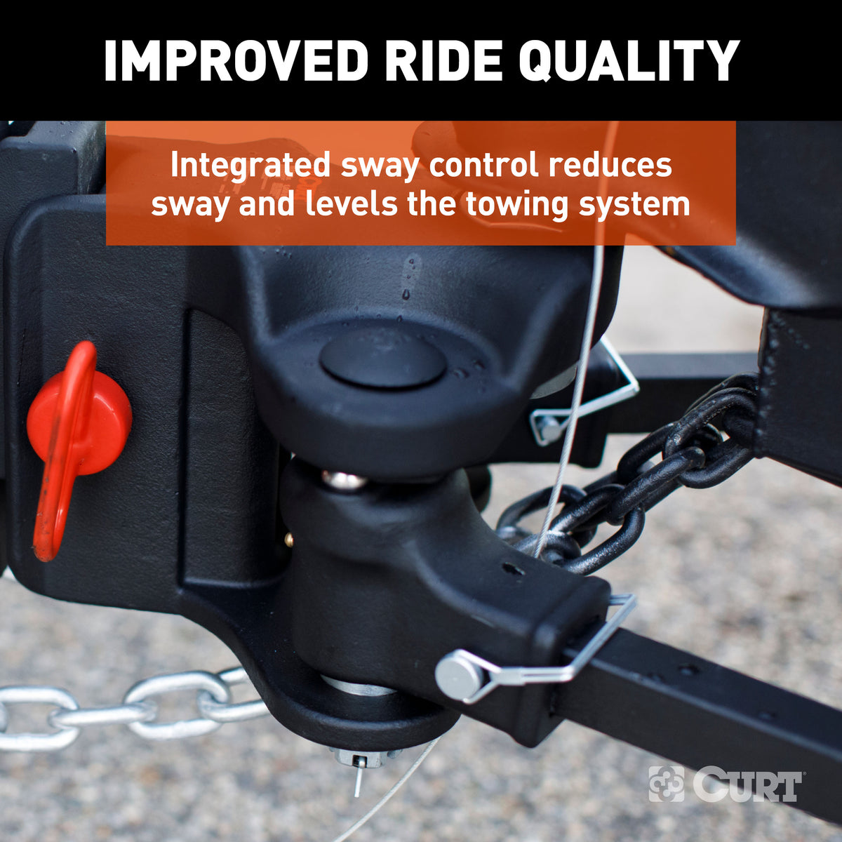 CURT 17520 TruTrack 4P Trailer-Mounted Weight Distribution Hitch with Active Sway Control, Up to 10,000 GTW