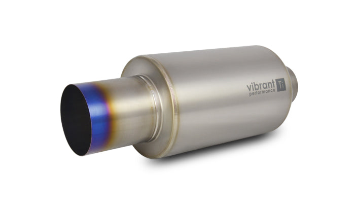 Vibrant Titanium Muffler w/Straight Cut Burnt Tip 3.5in Inlet / 3.5in Outlet - 17564