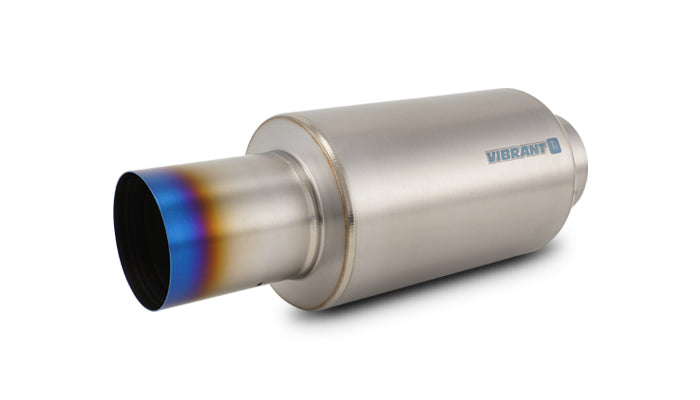 Vibrant Titanium Muffler w/Straight Cut Burnt Tip 4in Inlet / 4in Outlet - 17566