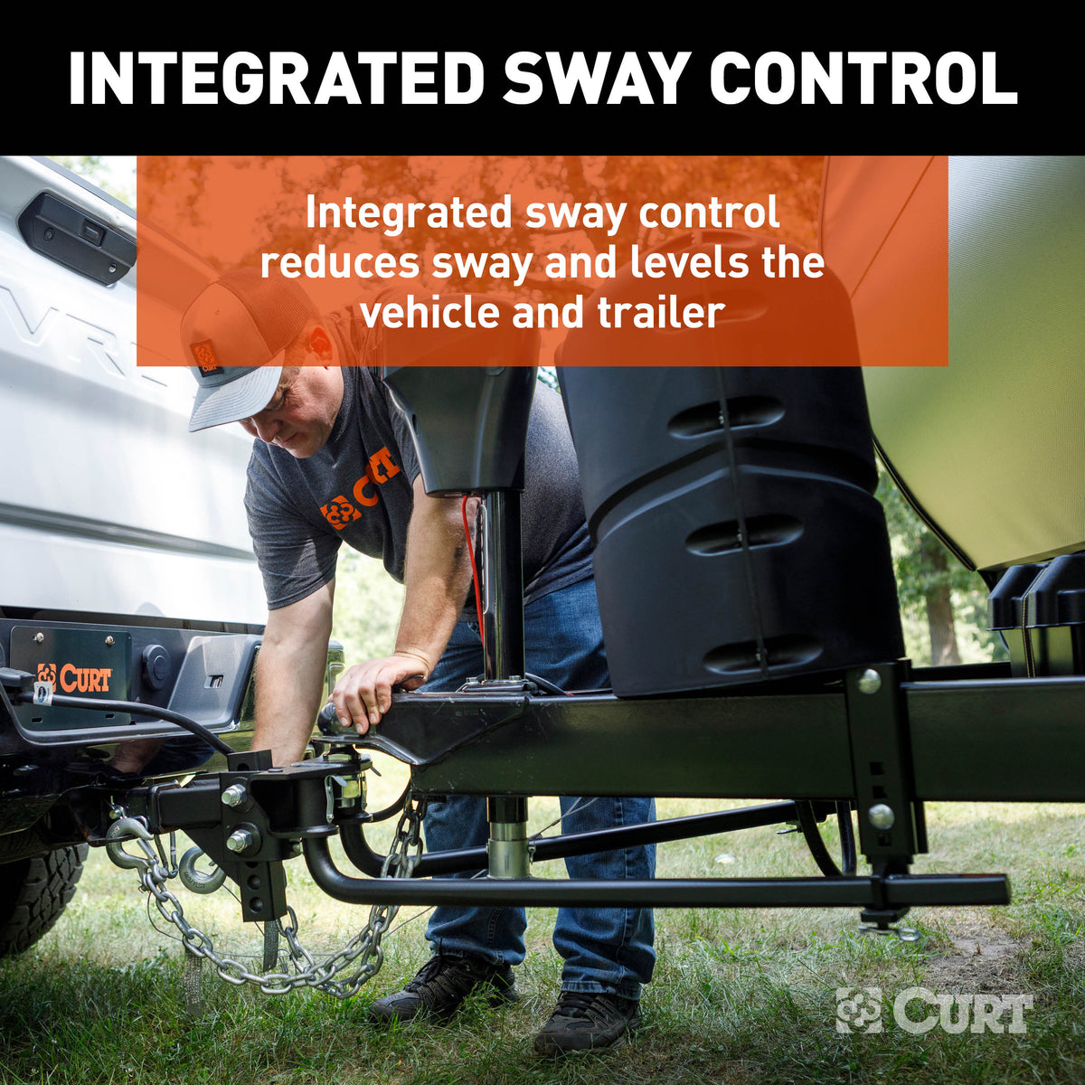CURT 17599 TruTrack 2P Round Bar Weight Distribution Hitch with 2x Sway Control, Up to 8K, 2-In Shank, 2-5/16-Inch Ball