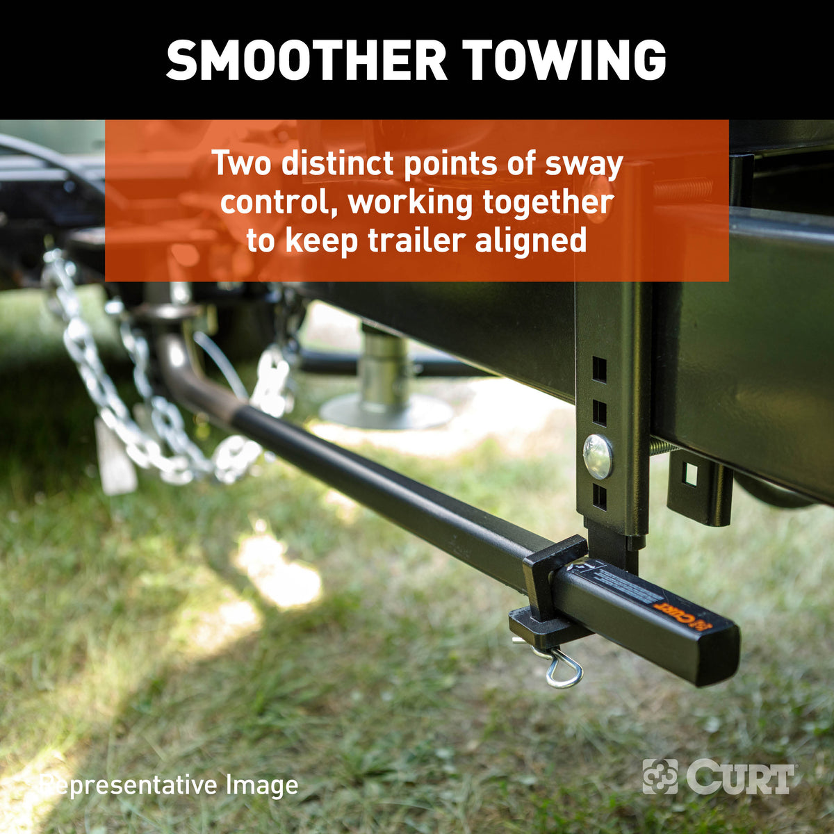 CURT 17599 TruTrack 2P Round Bar Weight Distribution Hitch with 2x Sway Control, Up to 8K, 2-In Shank, 2-5/16-Inch Ball