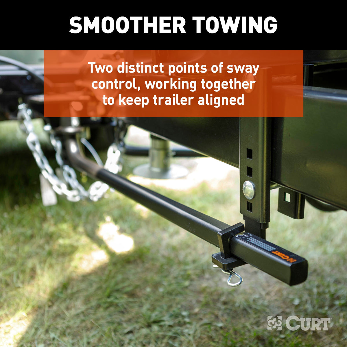 CURT 17601 TruTrack 2P Round Bar Weight Distribution Hitch with 2x Sway Control, Up to 10K, 2-In Shank, 2-5/16-Inch Ball