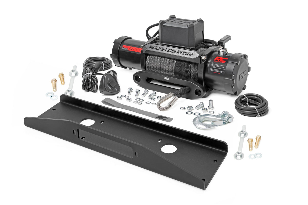 Rough Country - Winch Plate - PRO12000S - Mahindra Roxor - 92075 for 2018-2020 Mahindra Roxor - angle view