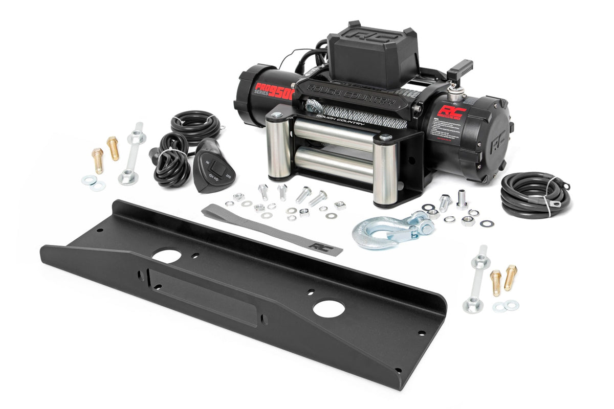 Rough Country - Winch Plate - PRO9500 - Mahindra Roxor - 92072 for 2018-2020 Mahindra Roxor - angle view