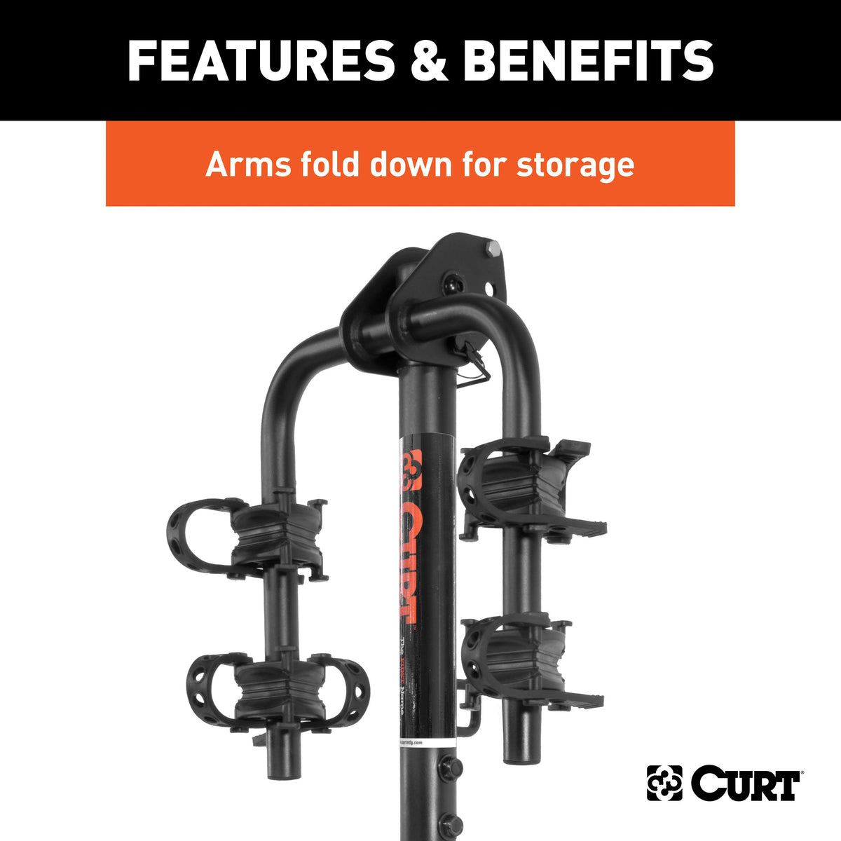 CURT 18021 Trailer Hitch Bike Rack Mount, Fits 1-1/4, 2-Inch Receiver, 2 Bicycles