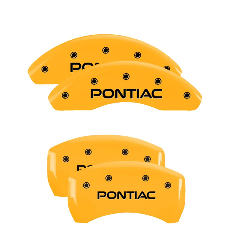 MGP 4 Caliper Covers Engraved Front &amp; Rear Pontiac Yellow Finish Black Char 2010 Pontiac G6 - 18025SPOPYL