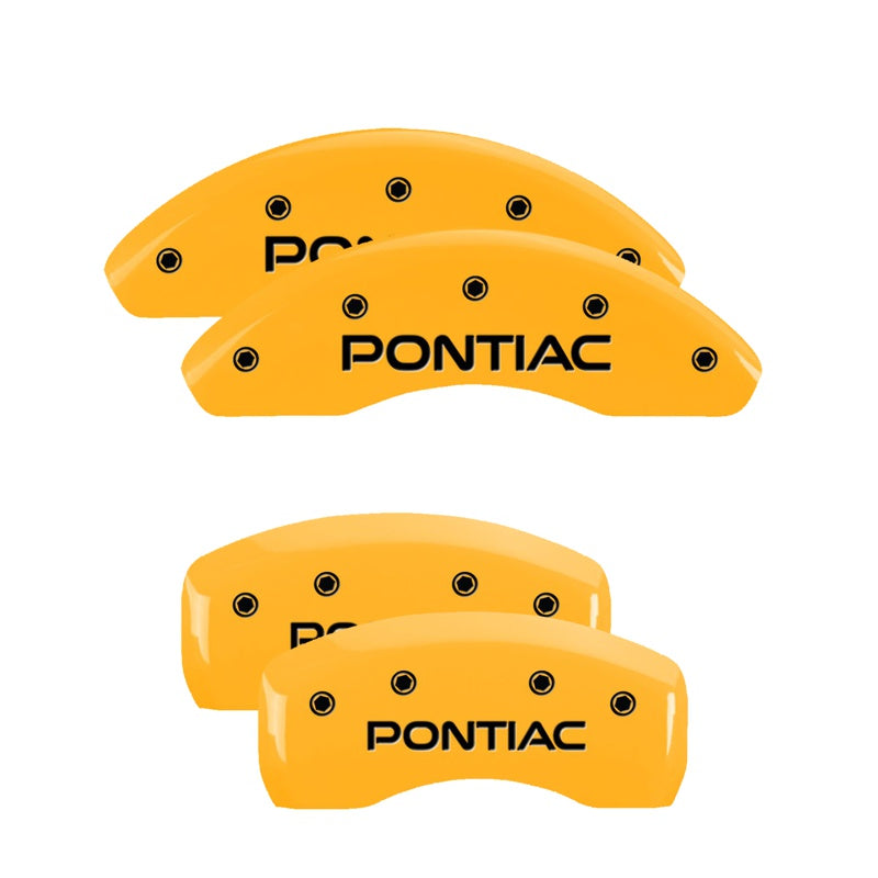 MGP 4 Caliper Covers Engraved Front &amp; Rear Pontiac Yellow Finish Black Char 2002 Pontiac Grand Prix - 18026SPOPYL