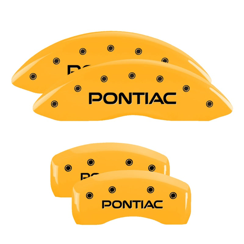 MGP 4 Caliper Covers Engraved Front &amp; Rear Pontiac Yellow Finish Black Char 2004 Pontiac Bonneville - 18031SPOPYL
