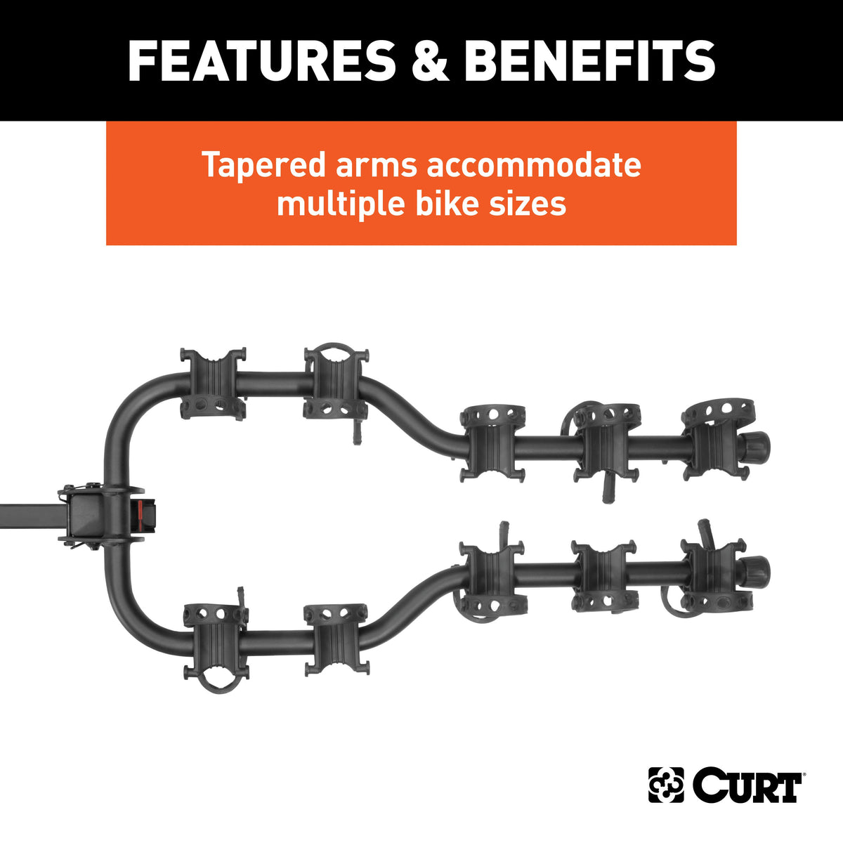 CURT 18065 Premium Trailer Hitch Bike Rack Mount, Fits 2-Inch Receiver, 5 Bicycles