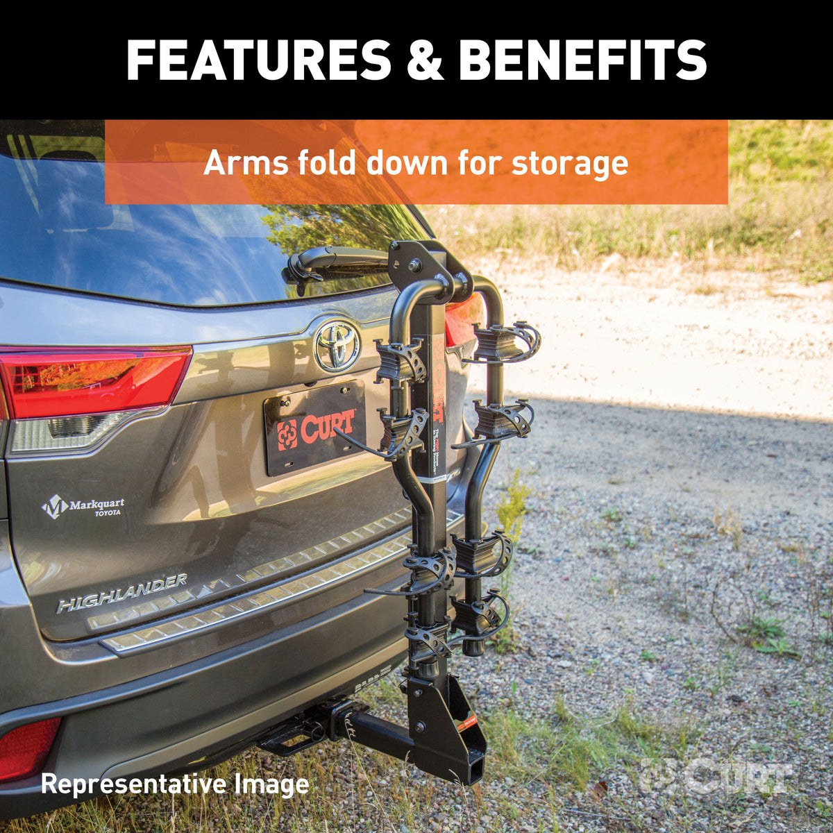 CURT 18065 Premium Trailer Hitch Bike Rack Mount, Fits 2-Inch Receiver, 5 Bicycles