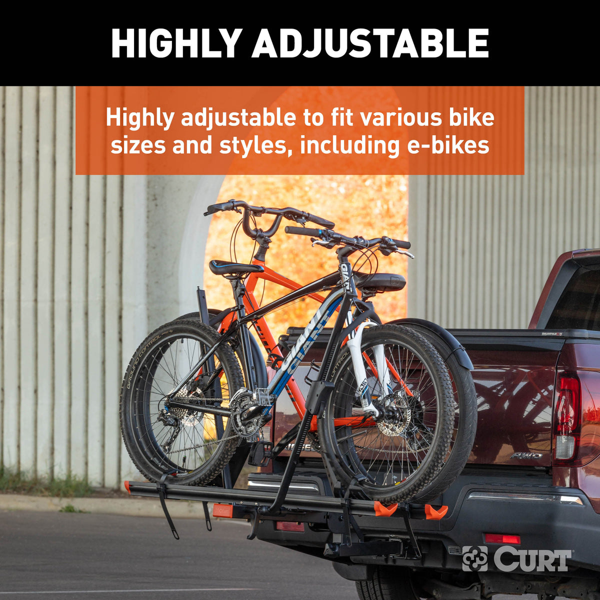 CURT 18088 Aluminum Tray-Style Platform Bike Rack Hitch Mount, Fits 2-Inch Receiver, 2 Bicycles