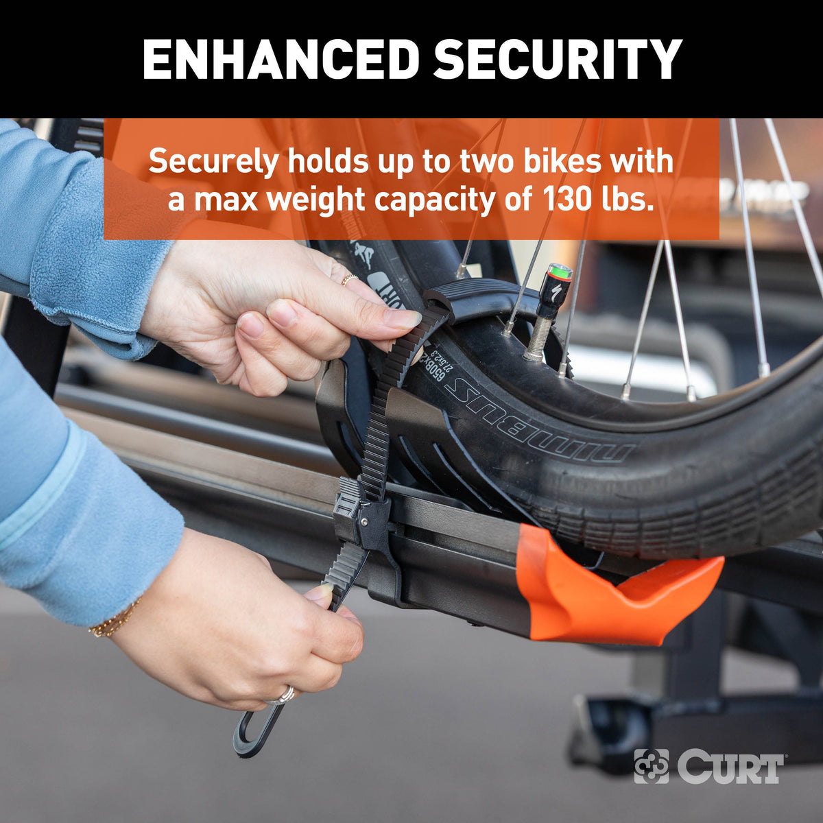 CURT 18088 Aluminum Tray-Style Platform Bike Rack Hitch Mount, Fits 2-Inch Receiver, 2 Bicycles