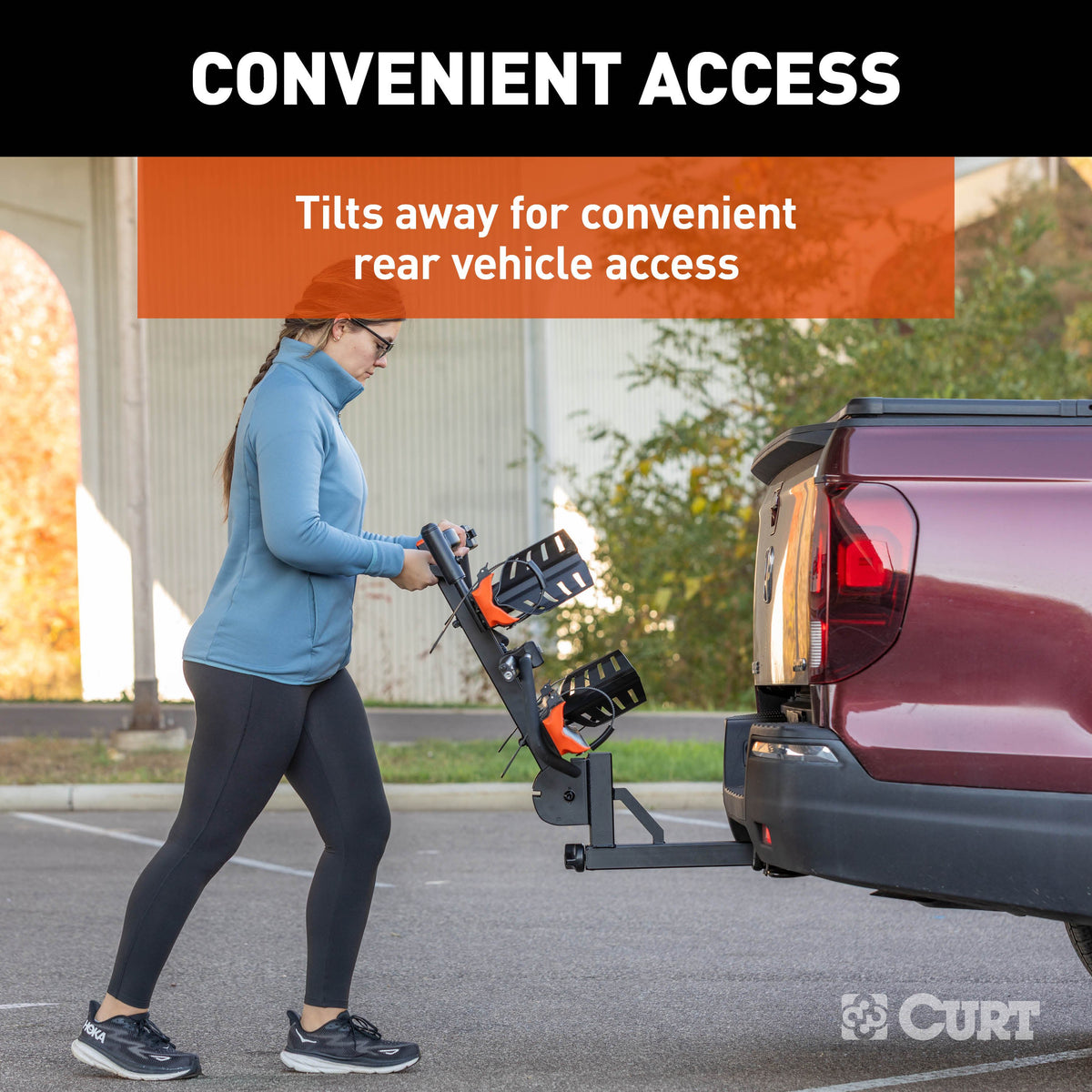 CURT 18088 Aluminum Tray-Style Platform Bike Rack Hitch Mount, Fits 2-Inch Receiver, 2 Bicycles