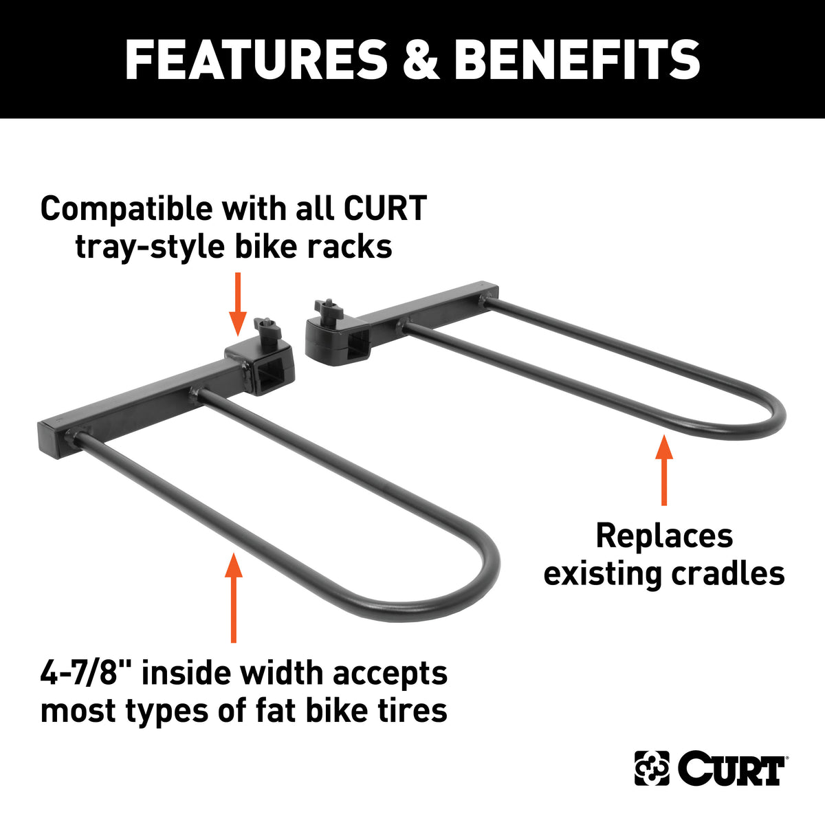 CURT 18091 Tray-Style Bike Rack Cradles for Fat Tires Up to 4-7/8 Inches Wide, 2-Pack
