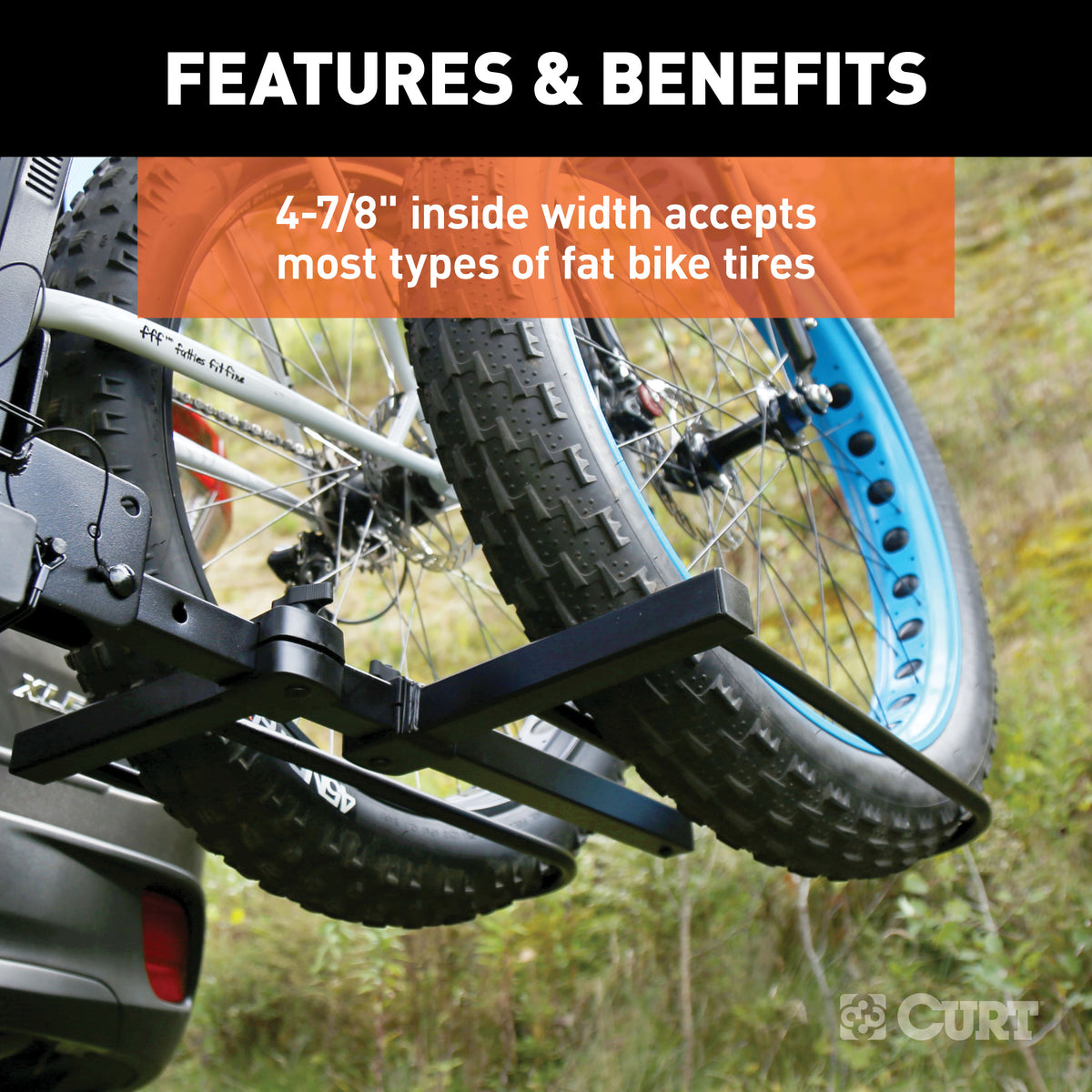 CURT 18091 Tray-Style Bike Rack Cradles for Fat Tires Up to 4-7/8 Inches Wide, 2-Pack