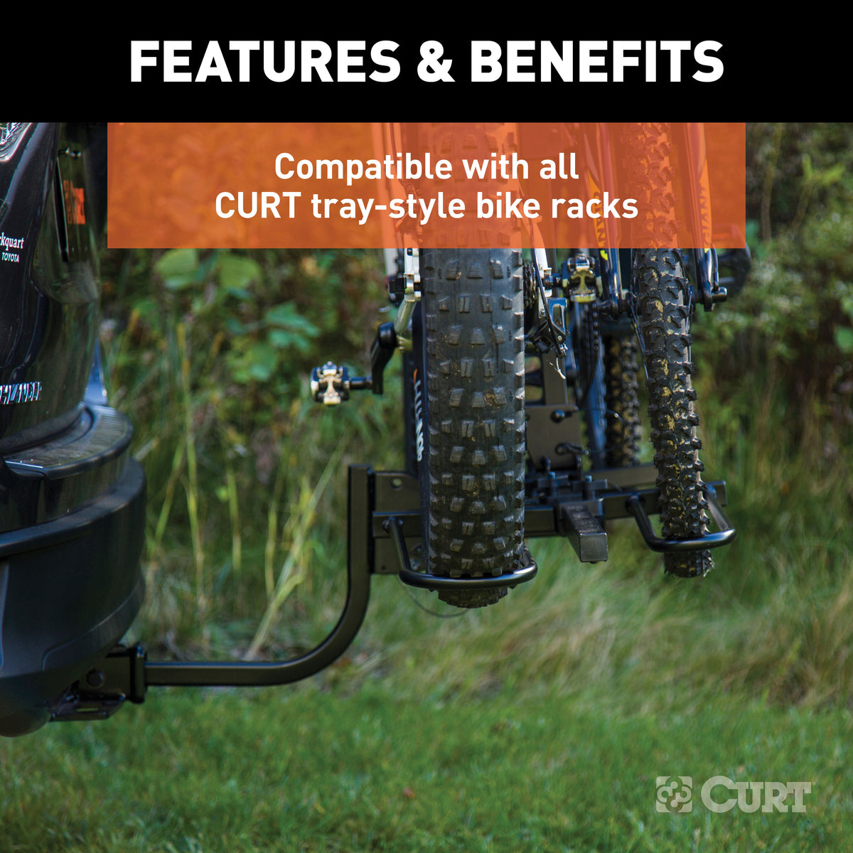 CURT 18091 Tray-Style Bike Rack Cradles for Fat Tires Up to 4-7/8 Inches Wide, 2-Pack