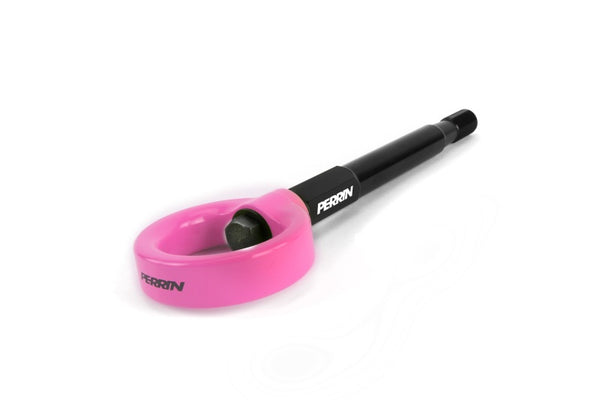 Perrin 08-14 Subaru WRX/STI Sedan Tow Hook Kit (Rear) - Hyper Pink - PSP-BDY-251HP for 2008-2021 Subaru WRX STI - front view