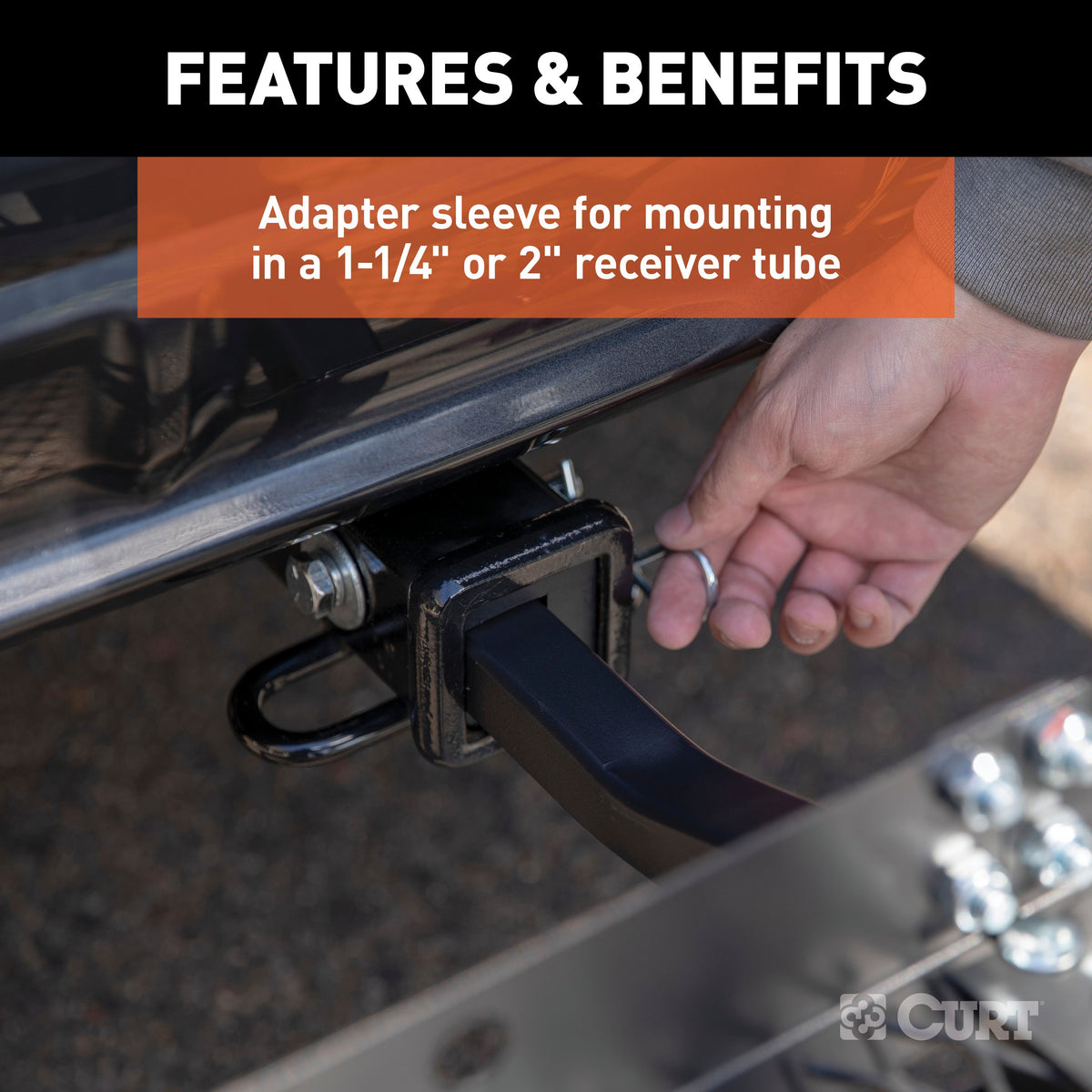 CURT 18110 48 x 20-Inch Tray Hitch Cargo Carrier, 300 lbs Capacity, 1-1/4, 2-In Adapter Shank