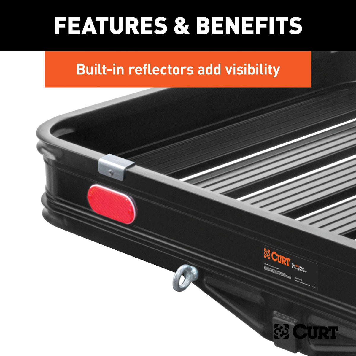 CURT 18112 50 x 30-1/2-Inch Black Aluminum Hitch Cargo Carrier with Ramp, 2-In Folding Shank