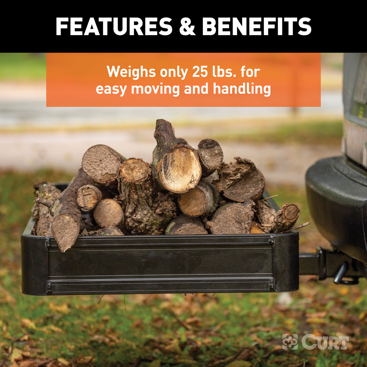 CURT 18113 49 x 22-1/2-Inch Black Aluminum Hitch Cargo Carrier, 500 lbs Capacity, 2-In Fixed Shank