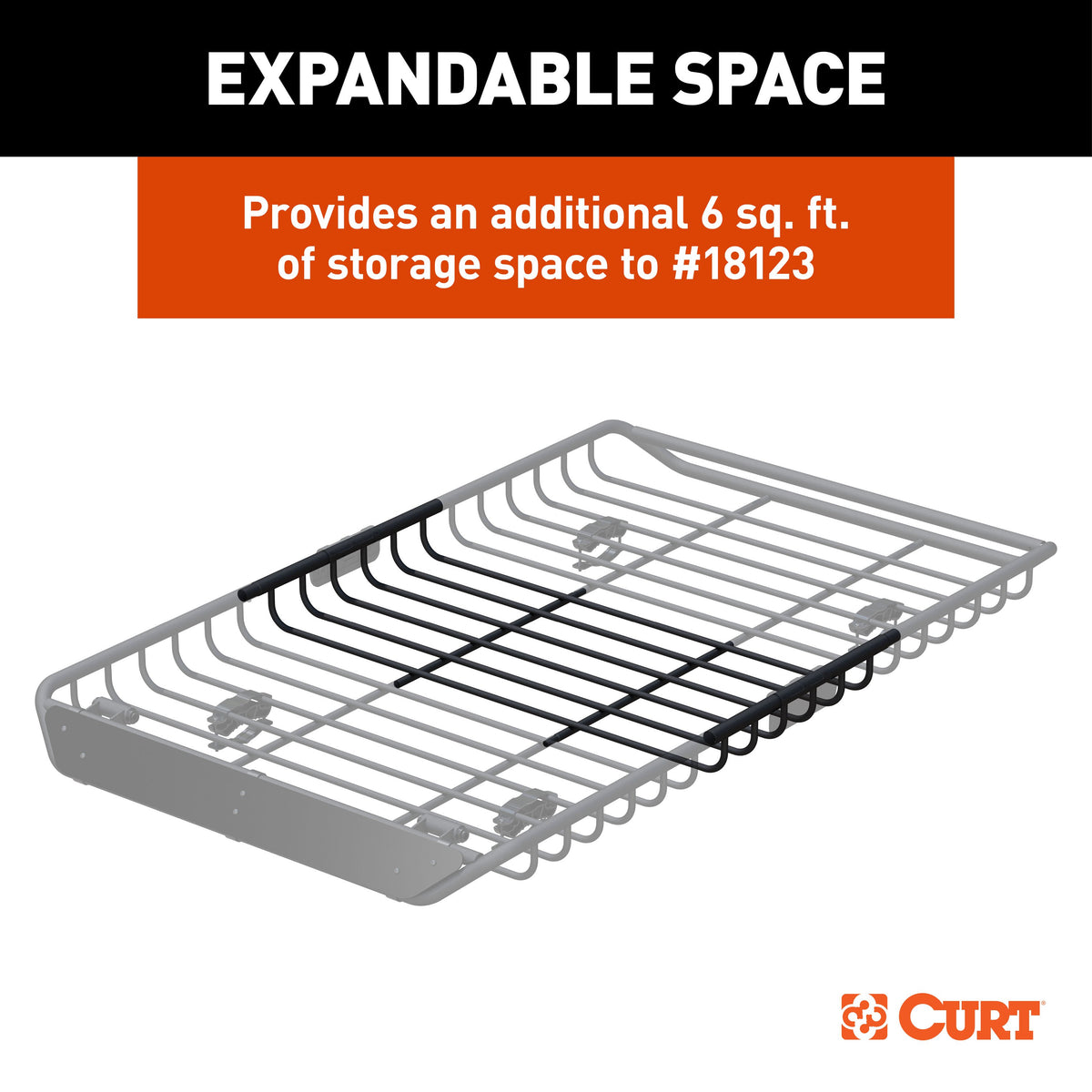 CURT 18124 6 sq. ft. Black Steel Roof Rack Cargo Carrier Extension