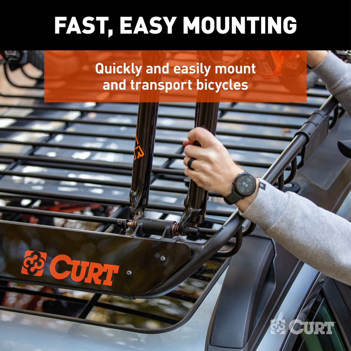 CURT 18125 Quick-release Bike Mount Accessory for 18123 Roof Rack