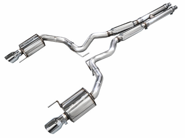 AWE 2024 Ford Mustang GT Fastback S650 RWD Touring Catback Exhaust w/ Dual Chrome Silver Tips - 3015-32650