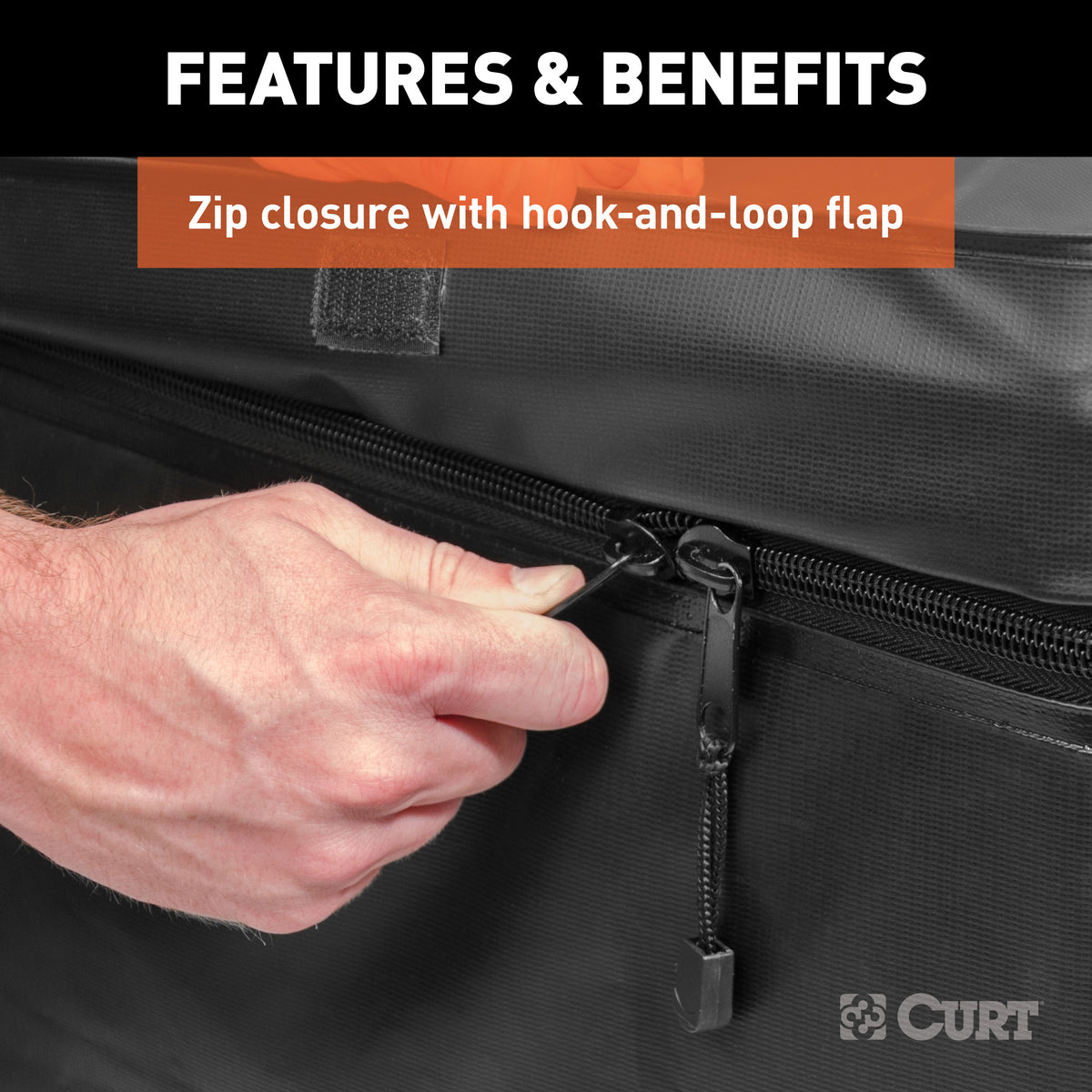 CURT 18220 38 x 34 x 18-Inch Weather-Resistant Black Vinyl Cargo Bag for Roof Basket