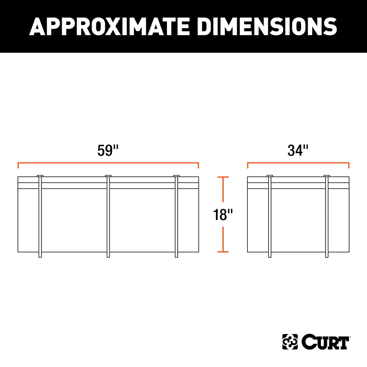 CURT 18221 59 x 34 x 18-Inch Weather-Resistant Black Vinyl Roof Rack Cargo Bag for Roof Basket