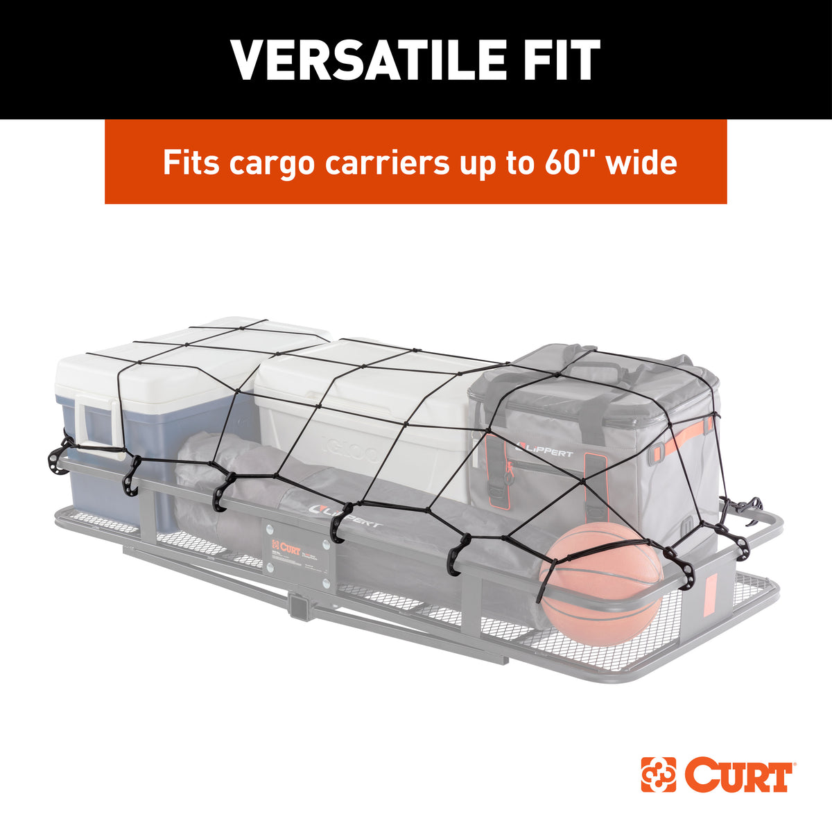 CURT 18223 43 x 24-Inch Elastic Cargo Net with Hooks for Hitch Carrier