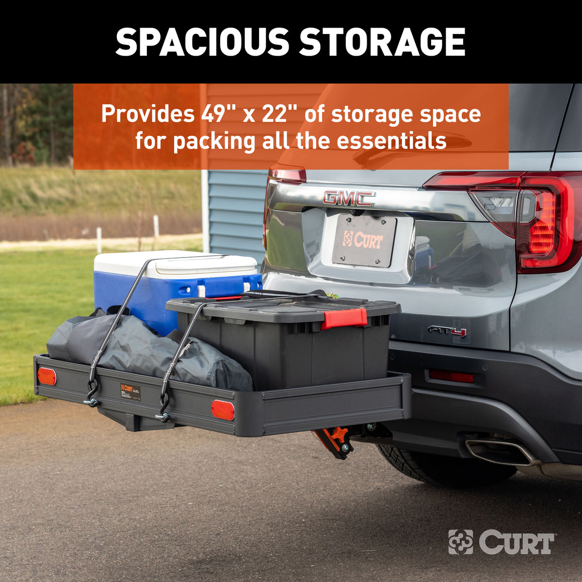 CURT 18415 ActiveLink 49" x 22" Aluminum Cargo Carrier, Fits 2" Receiver