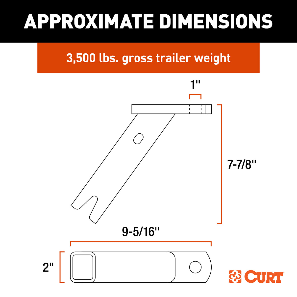 CURT 18416 ActiveLink Hitch Ball Mount, Fits 2-Inch Trailer Couplers, 3,500 Pounds GTW
