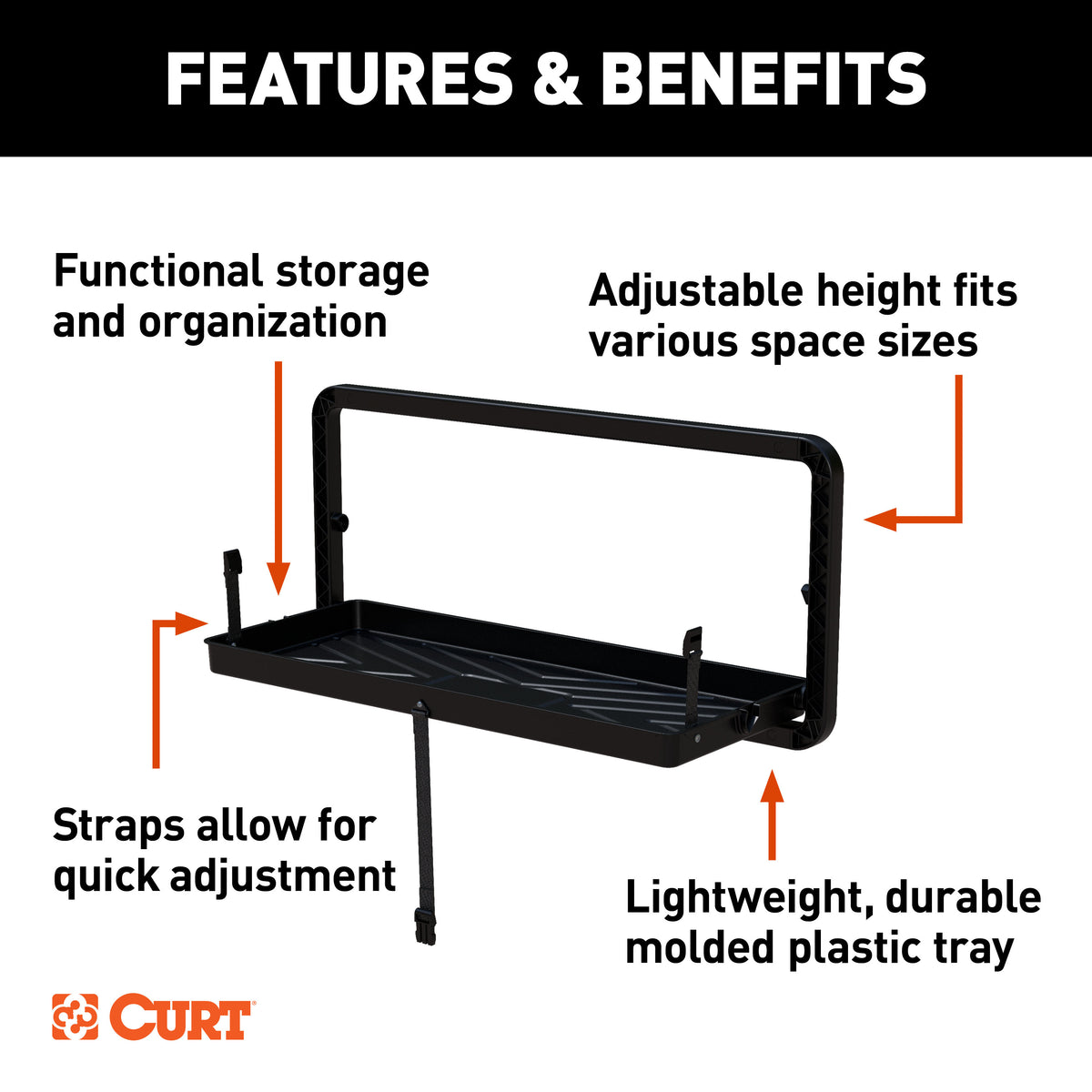 CURT 18425 Pakka Cargo Caddie Seat Back Organizer Tray, 34" x 14"