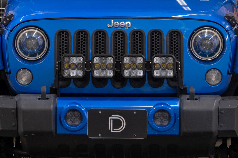 Diode Dynamics Jeep JK SS5 4-Pod CrossLink Grille Lightbar Kit Sport - Yellow Combo - DD7230