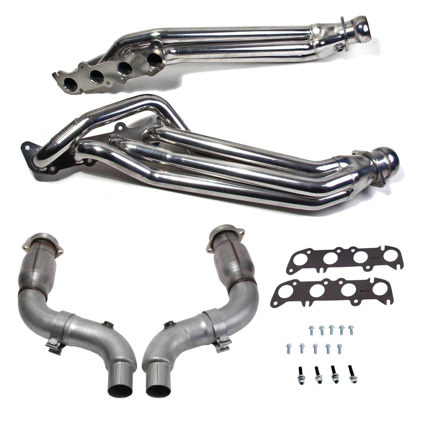 BBK 15-23 Ford Mustang GT 5.0 1-7/8in Headers w/High Flow Catted Mid Pipe (Silver Ceramic) - 18564