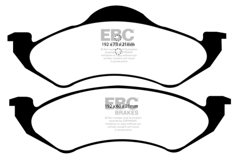EBC 99 Dodge Dakota 2WD 2.5 Greenstuff Front Brake Pads - DP61275 for 1998-1999 Dodge Durango - front view