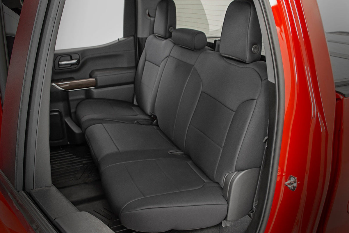 Rough Country - Seat Covers - FR 40/40/20 & RR Arm Rest - Chevy/GMC Sierra/Silverado 1500 (19-25) - 91036 for 2019-2024 Chevr